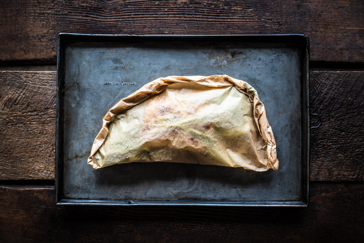 Steamed Fish + Pak Choi in Parchment Here In The Midst