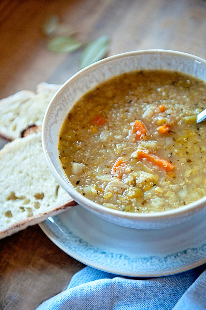 Leek, Cabbage + Quinoa Soup – Here In The Midst