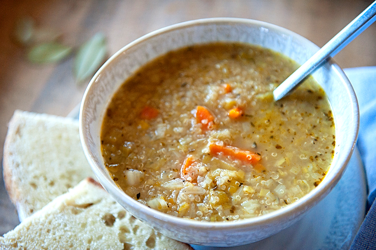 Leek, Cabbage + Quinoa Soup Here In The Midst